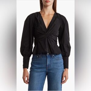 NWT Veronica Beard Seema Twist Front Taffeta Blouse Size 2 $398